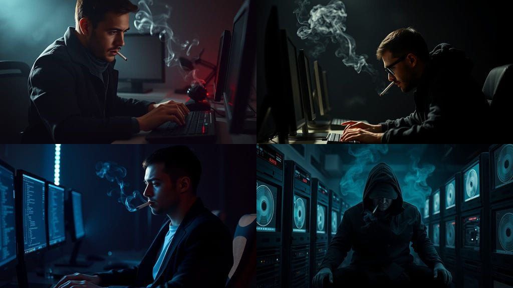 Cyberpunk Hacker in Shadows