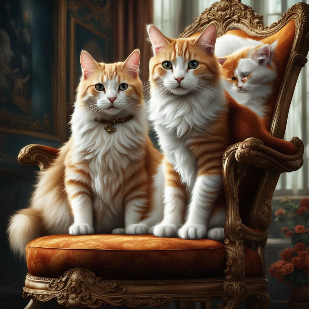 Ginger and White Cats: Digital Matte Painting