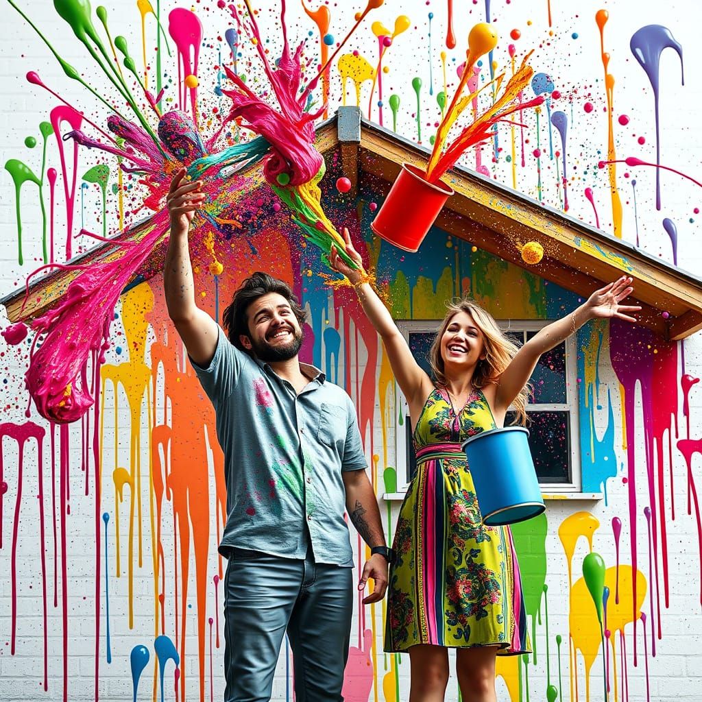 Vibrant Couple Unleashes Colorful Chaos in Whimsical House M...