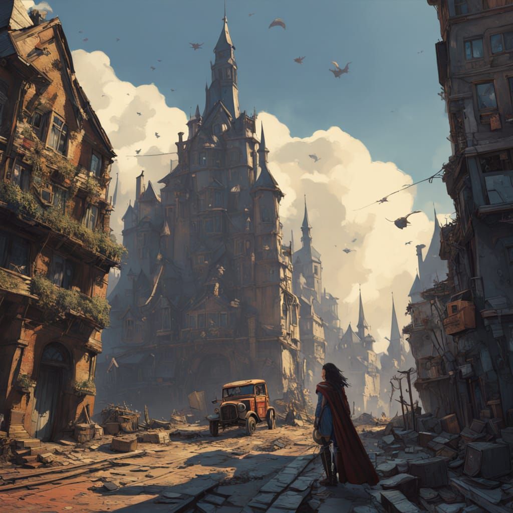 Wonder Woman of Luxembourg in Vibrant Fantasy Cityscape