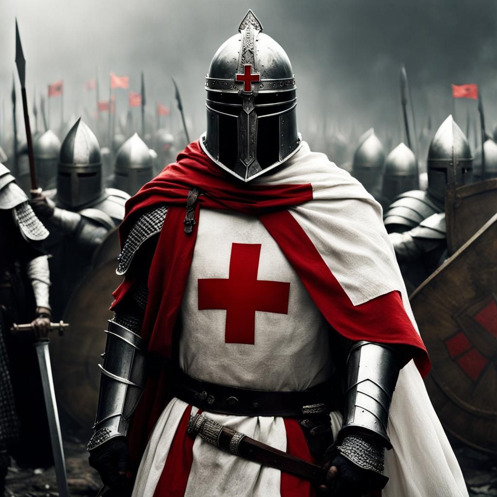 Templar Knight in Battle: Hyperrealistic Digital Art