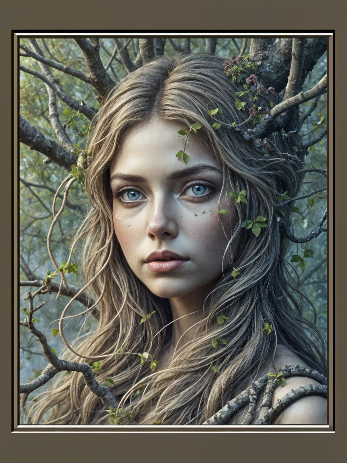 Seamless Forest Spirit Emerges from Ancient Tree Trunk