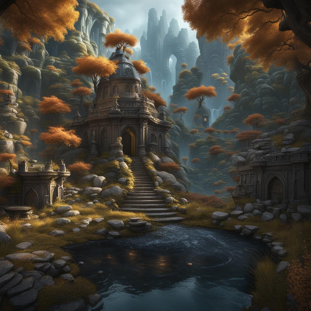 Fantastical Detailed Matte Painting in Deep Color