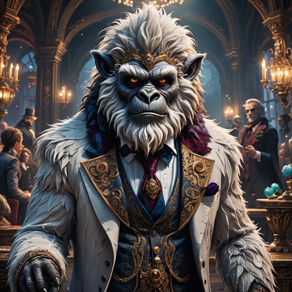 Gentleman Yeti at Masquerade Ball in Detailed Painting