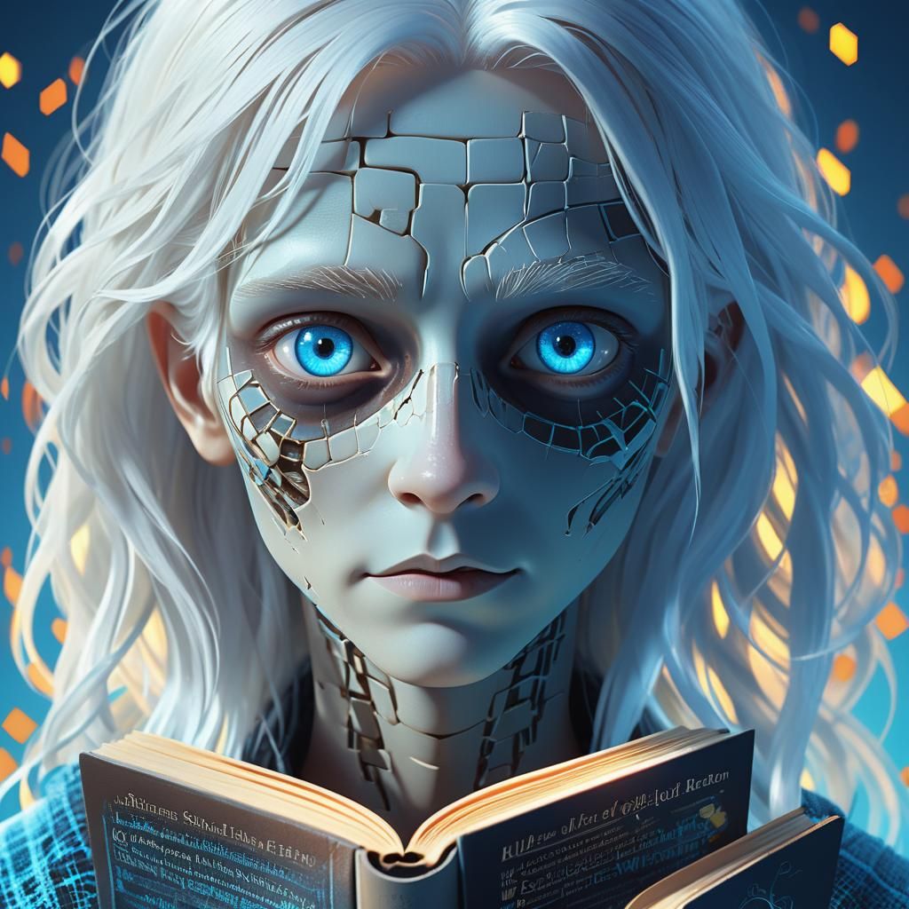 Mysterious Figure Holding Book in Pixar Style