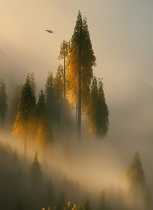 Golden Abstract Matte Painting in Ultrarealism