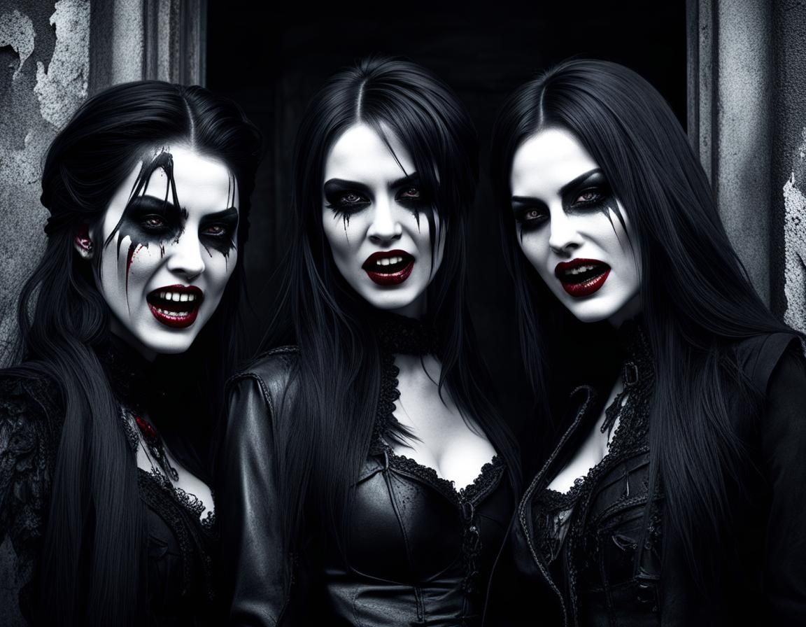 Sinister Gothic Women Cry in Abandoned Building