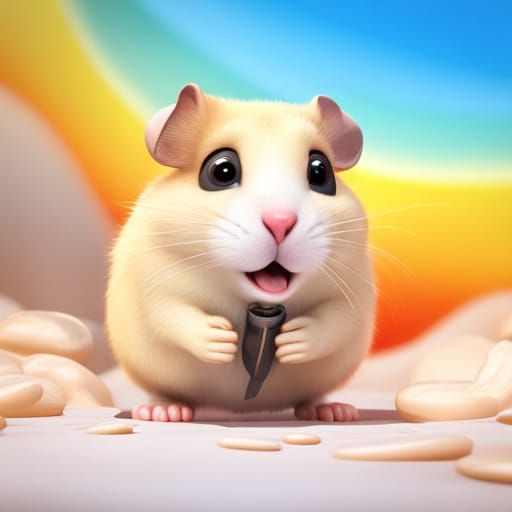 Joyful Hamsters in Heaven: 3D Digital Art