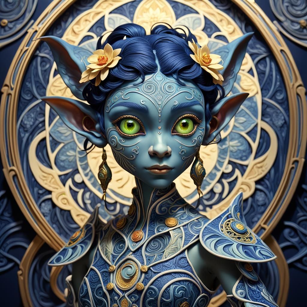 Angelic Goblin with Art Nouveau Flair