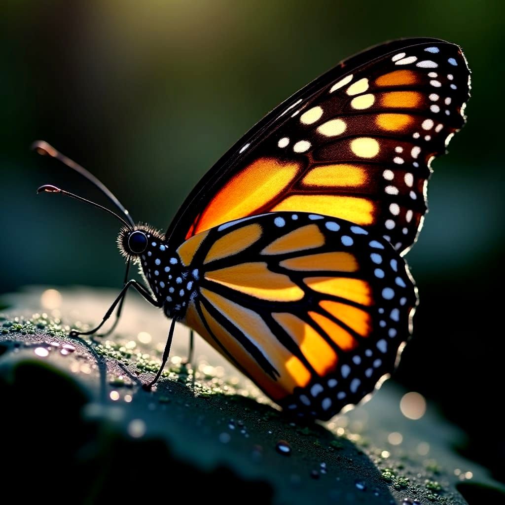 Close-Up Butterfly Wing with Celestial Star Map Patterns