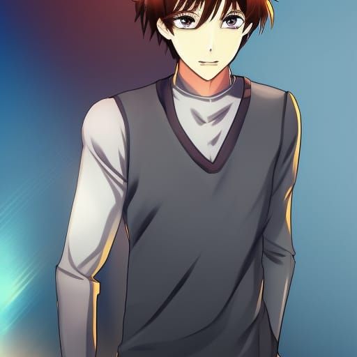 Anime Style Portrait of a Man with Brown Hair