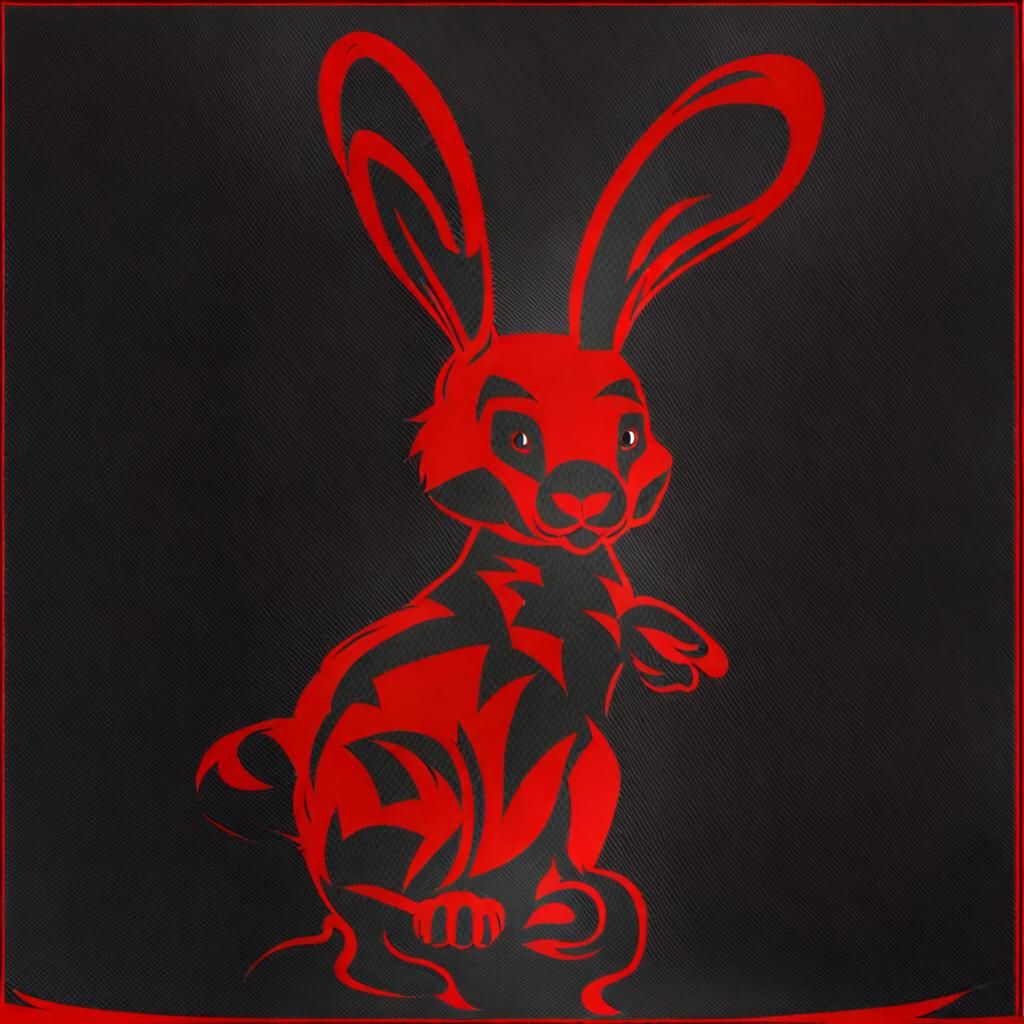 Red Rabbit on Pitch Black Background