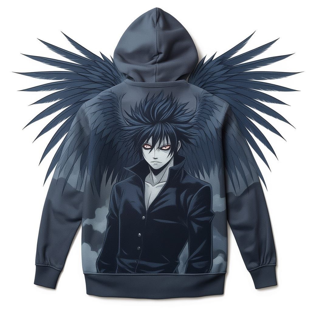 Shinigami With Large Wings, Detailed Anime Style