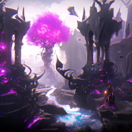 Detailed Black and Purple Fantasy Concept Art