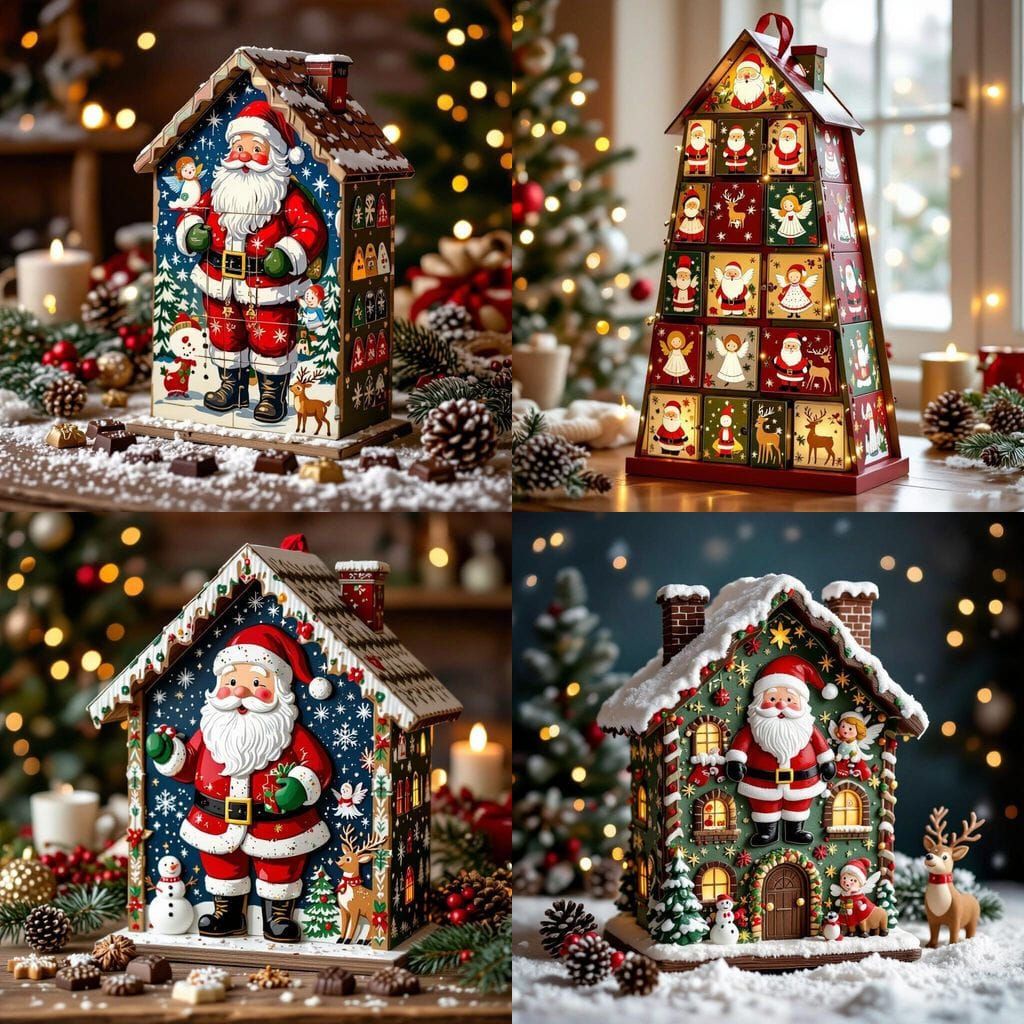 Festive Advent Calendar with Chocolate and Christmas Motifs