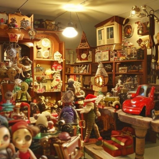 Vintage Steampunk Toyshop at Christmas