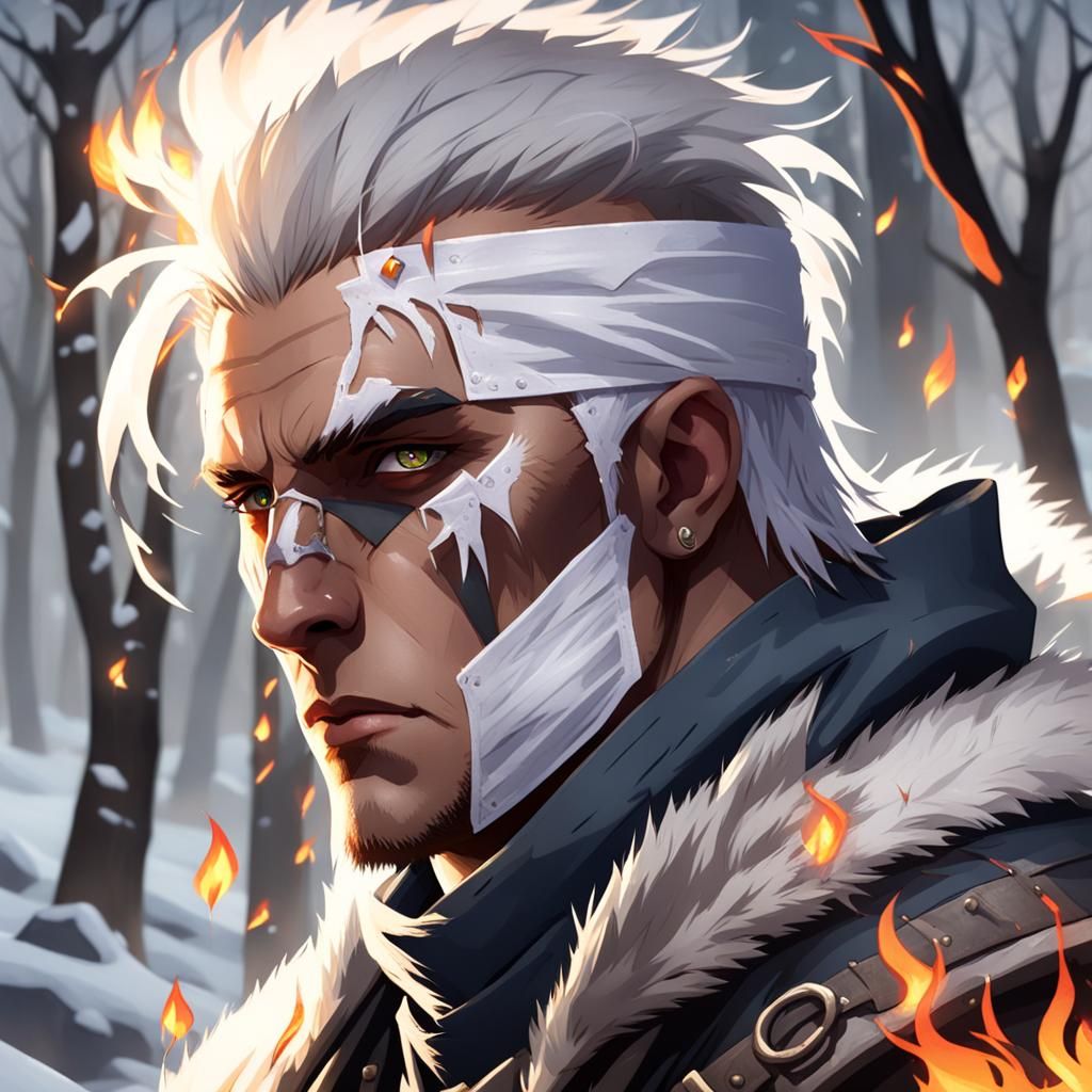 Fantasy Character: Bandaged Fire Priest in Winter