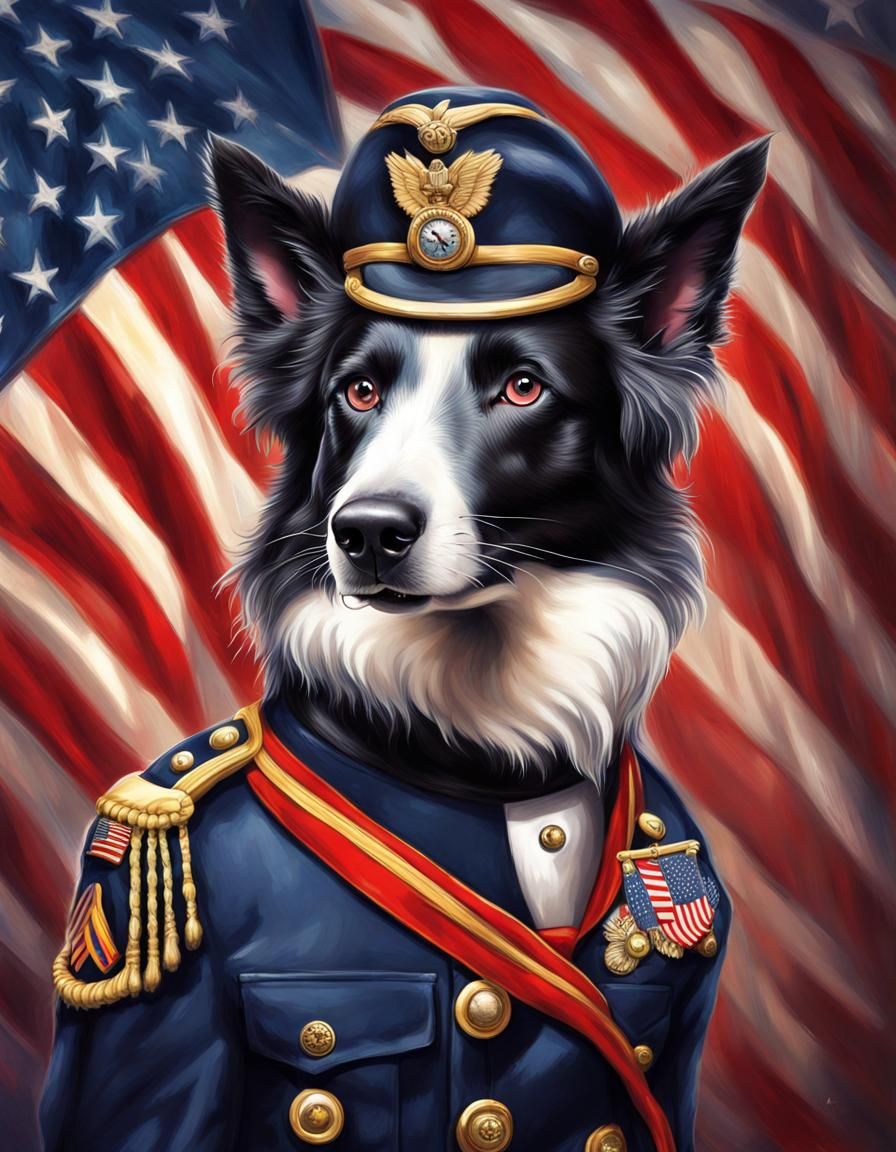 Anthropomorphic Border Collie General in Detailed HDR