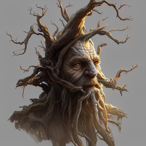 Ent Treebeard Portrait in Hyperdetailed Style