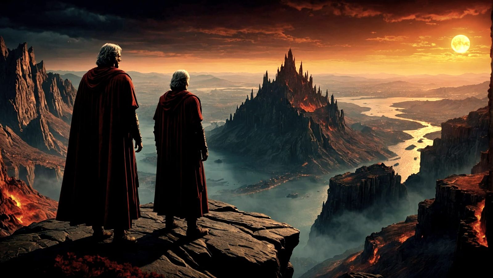 Dante and Virgil Surveying the Desolate Circles of Hell