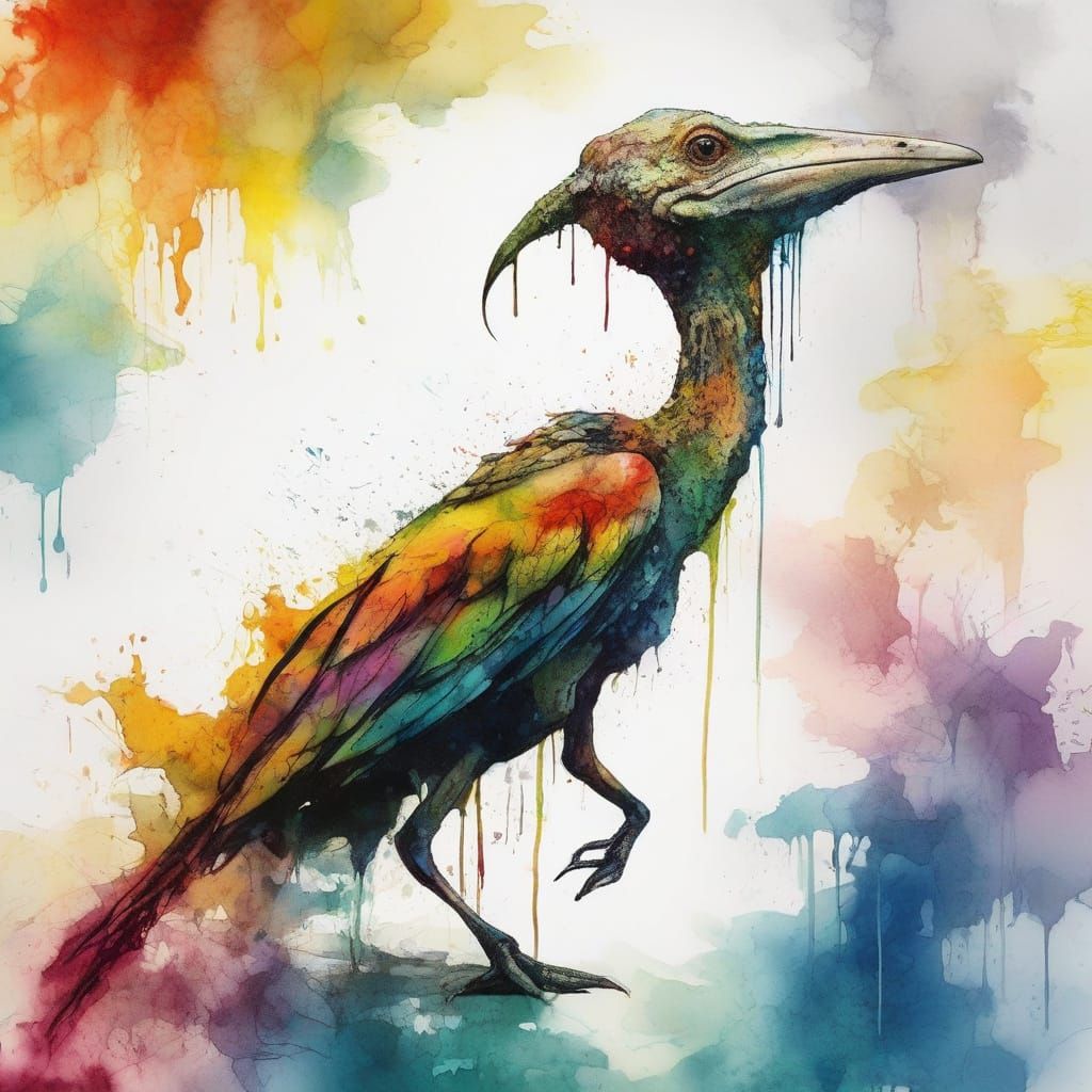 Ancient Pterosaur in Whimsical Watercolour Realism