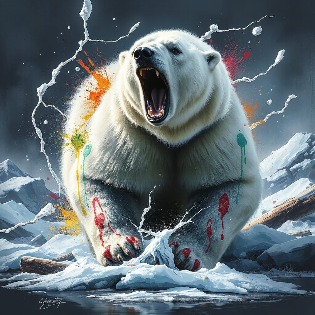 Mythical Tuunbaq Monster as Colorful Graffiti Art