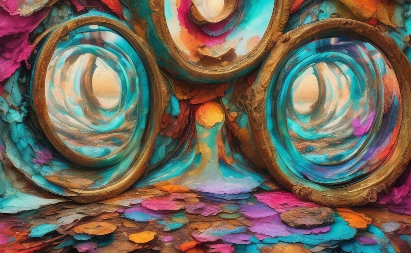 Surreal Recursive Room in Mixed Media Collage Style