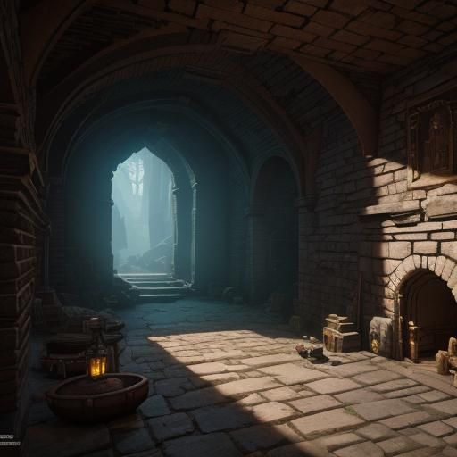 Fantasy Adventurers in Ruined Underground Vault