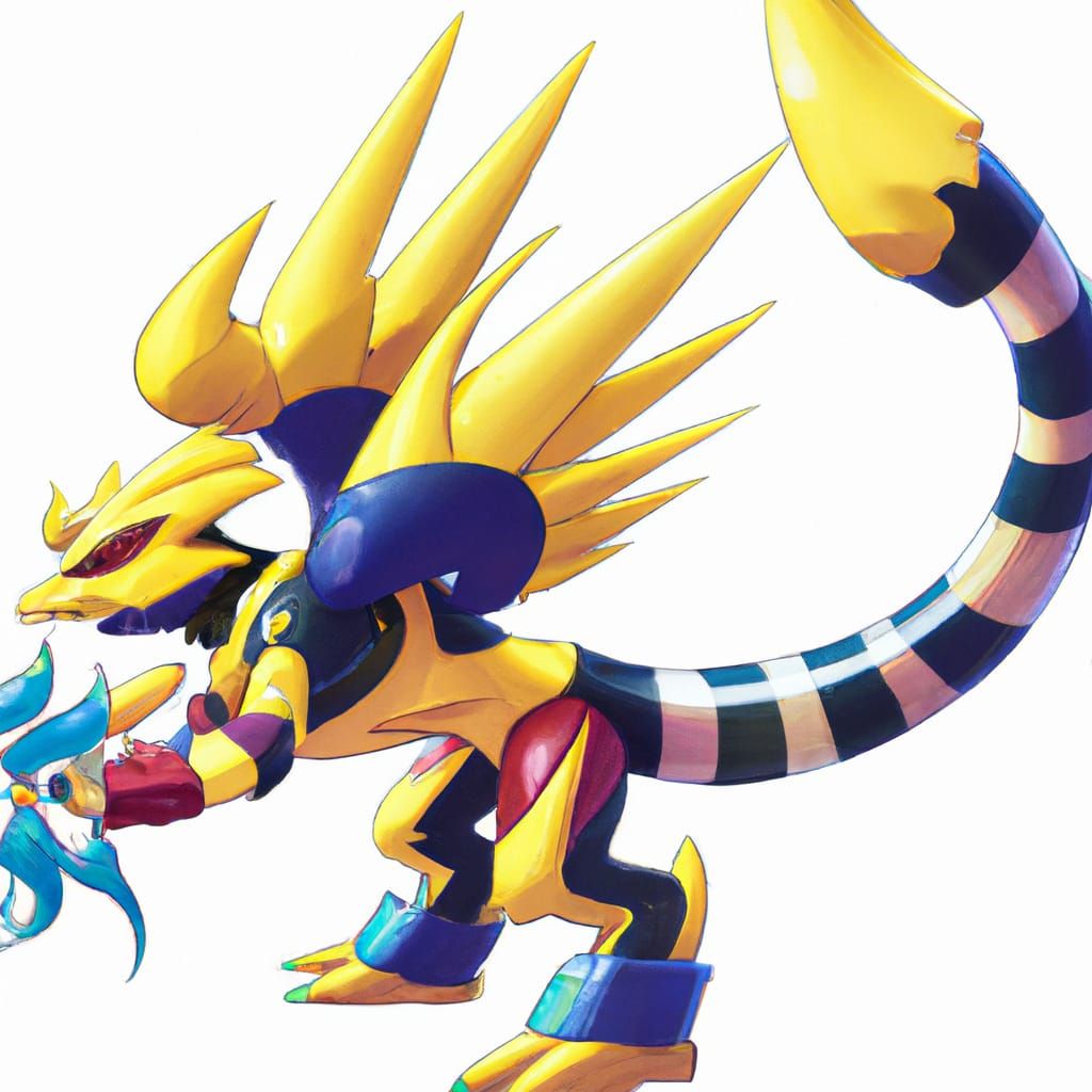 Winged Nilemon Digimon with Hieroglyphs in Anime Style