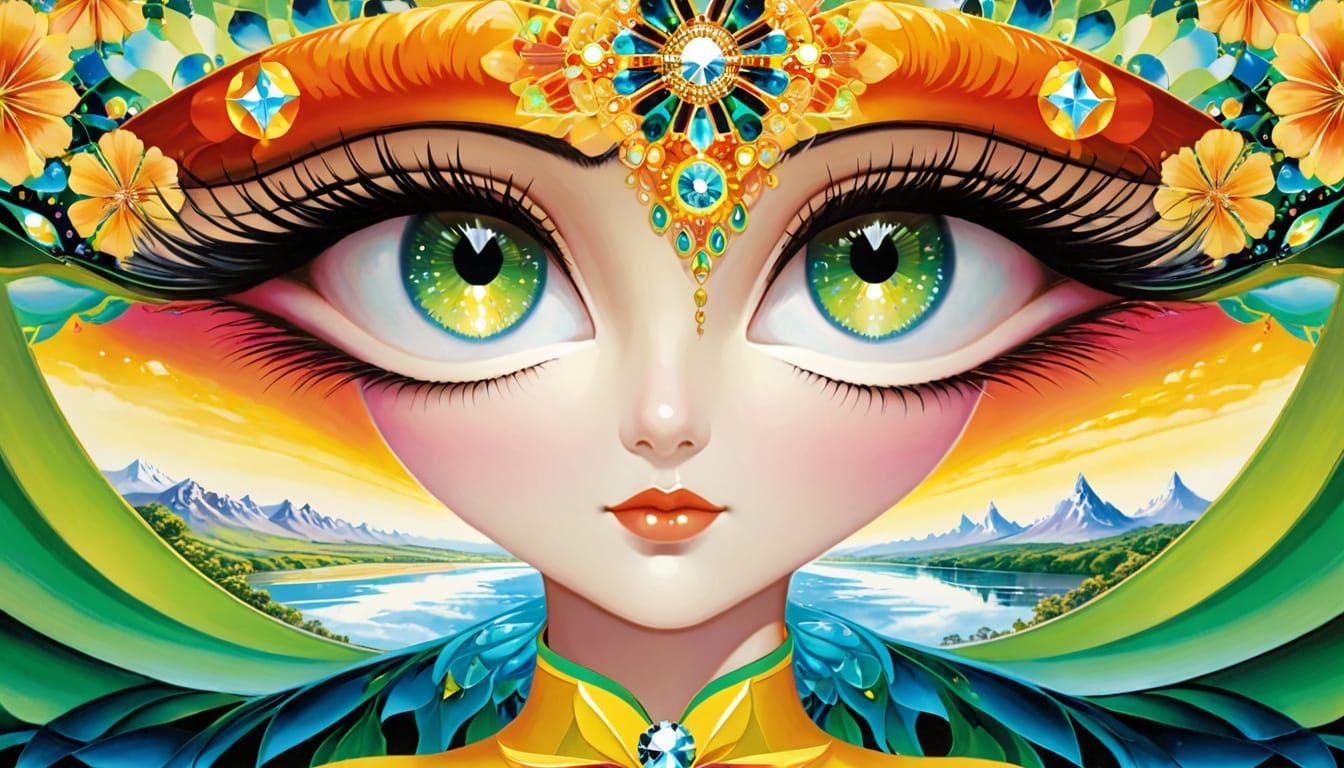 Psychedelic Kaleidoscope Dreamscape in Ink and Watercolor