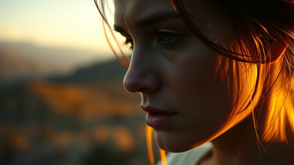 A Moody Character in Soft Focus, Capturing Profound Melancho...