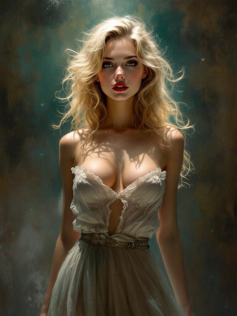 1950s Pin-Up in Art Nouveau Style