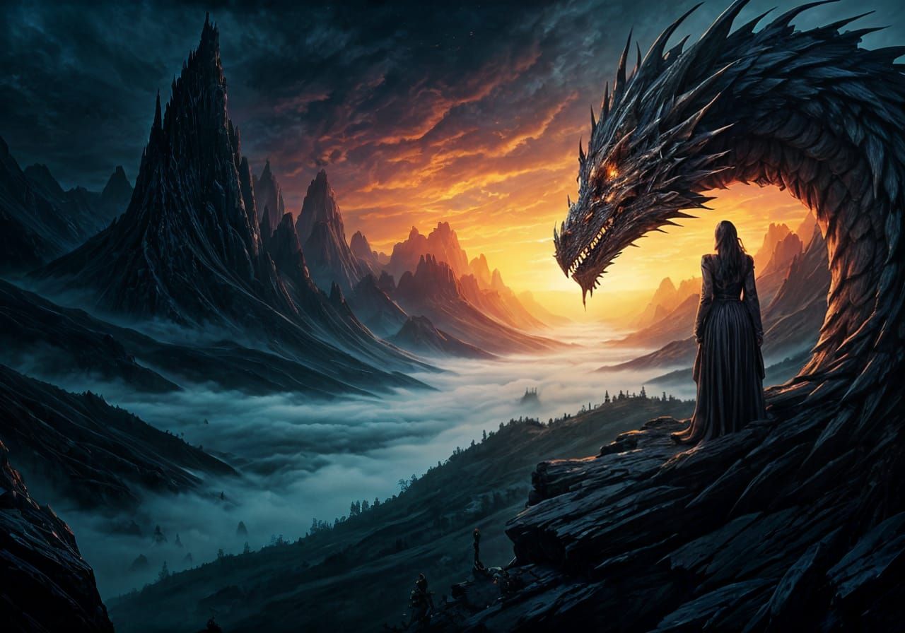 Maiden and Dragon in a Dark Fairy Tale