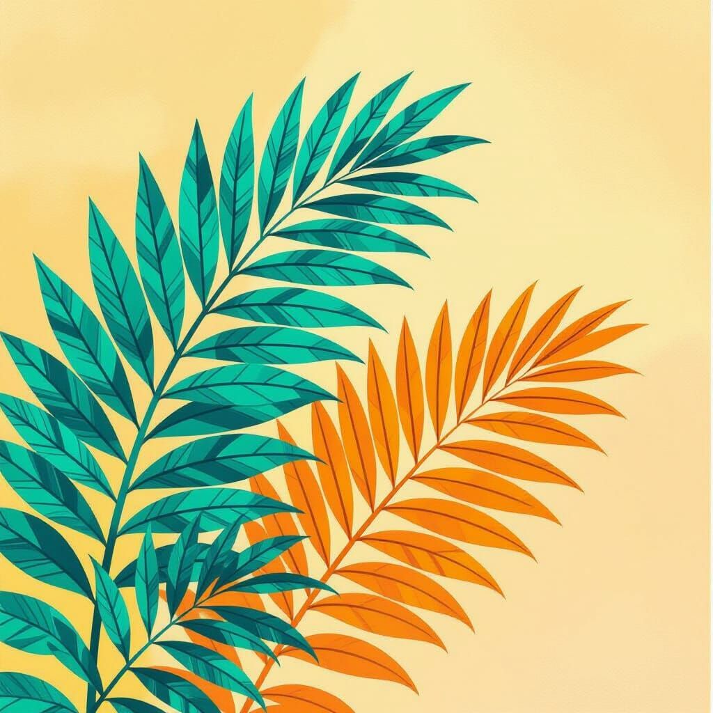 Tropical Leaves in Watercolor Style