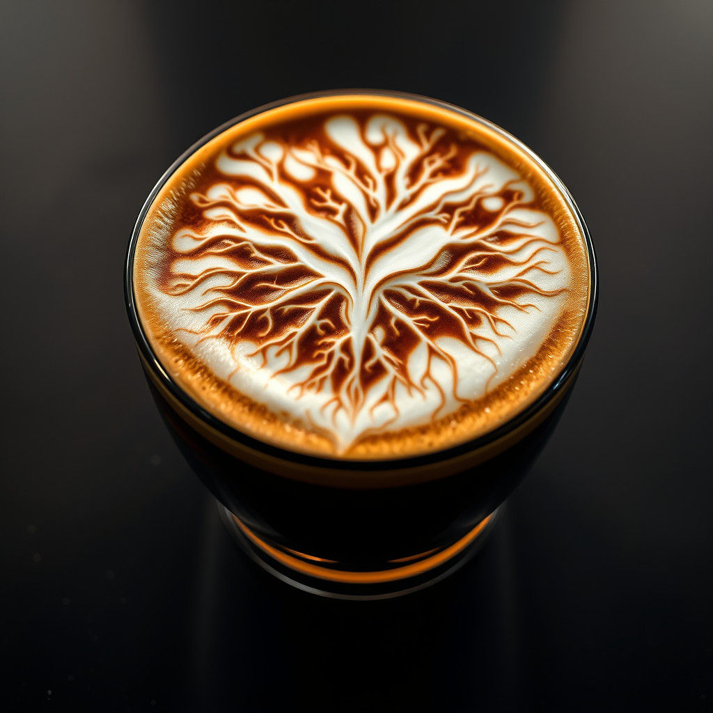 Latte Art Neural Network in Hyper-Realistic Macro Photograph