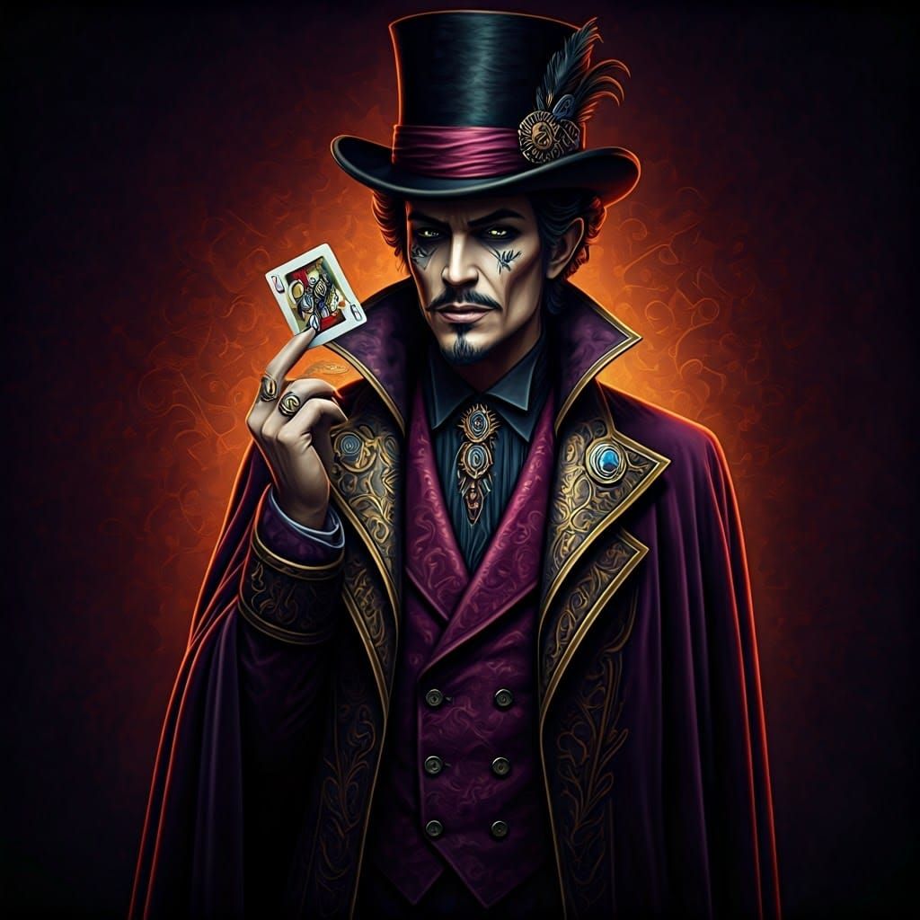 Mystical Fortune Teller with Wild Card, Digital Art