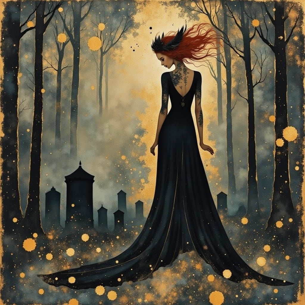 Witch Queen Summons Ghosts: Maximalist Digital Painting