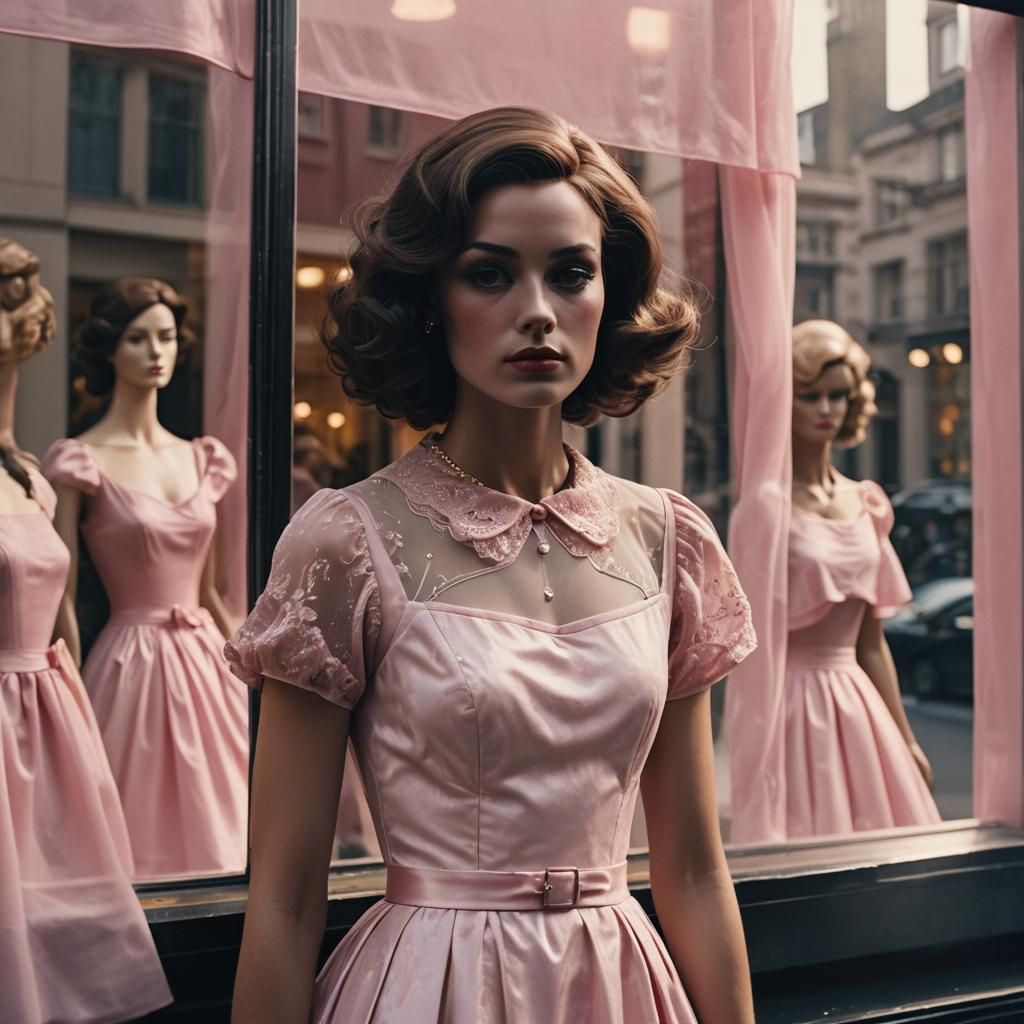 Dramatic Film Still: Mannequin in Pink Frock