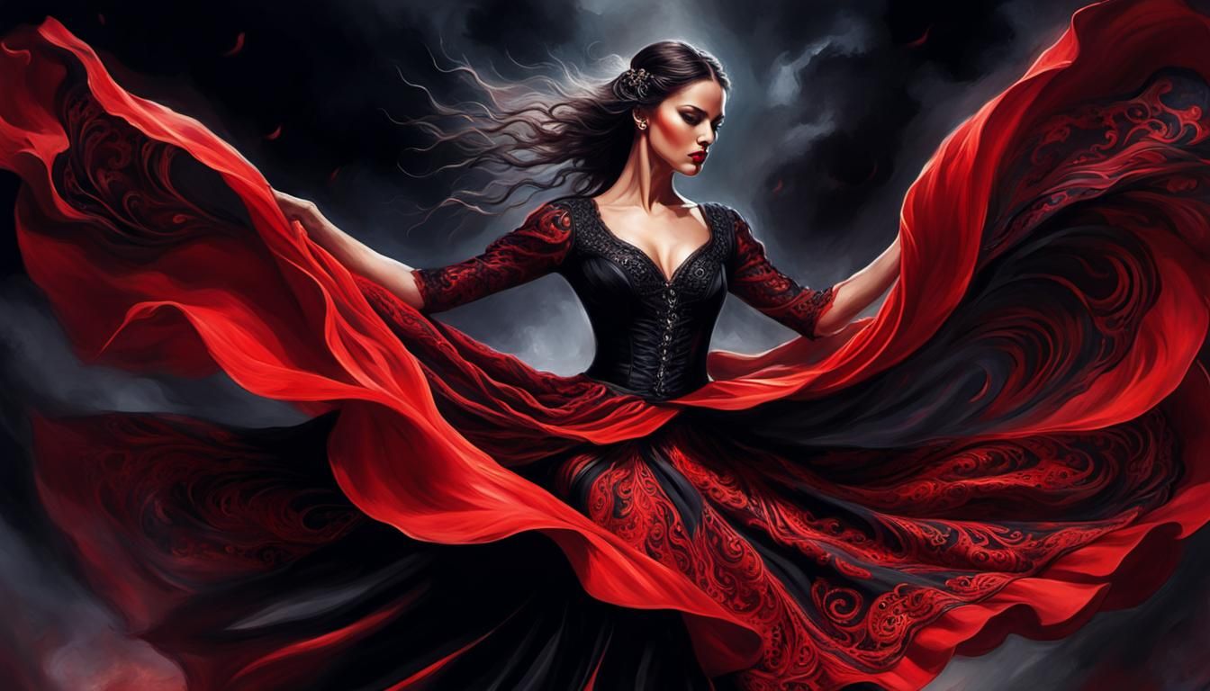 Flamenco Dancer in Dark Fantasy Style