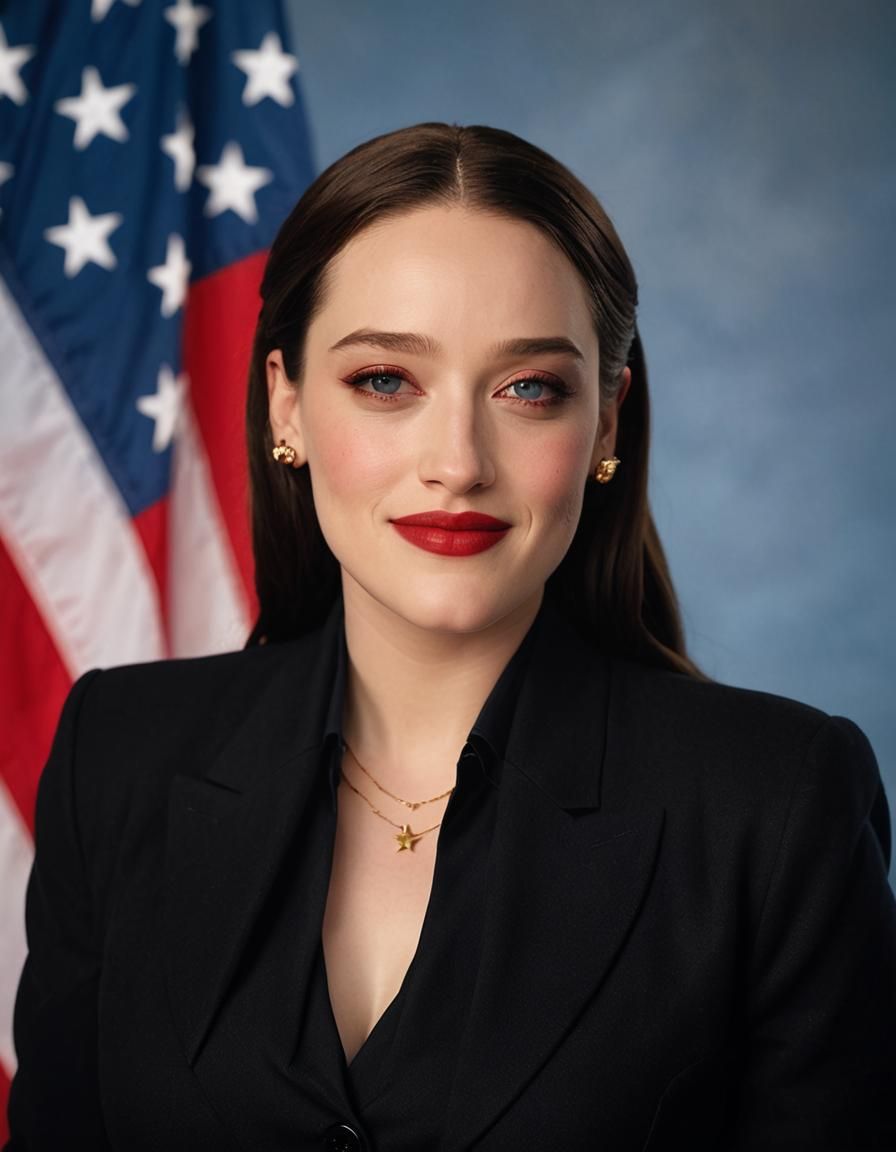 Cinematic Congresswoman in Red and Blue