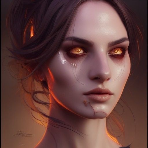 Succubus Portrait in Hyperdetailed Style