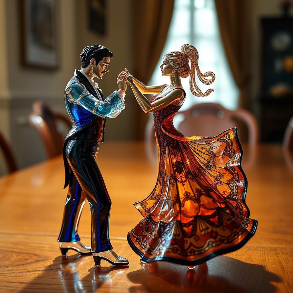 Enameled Glass Figurines of Flamenco Dancers