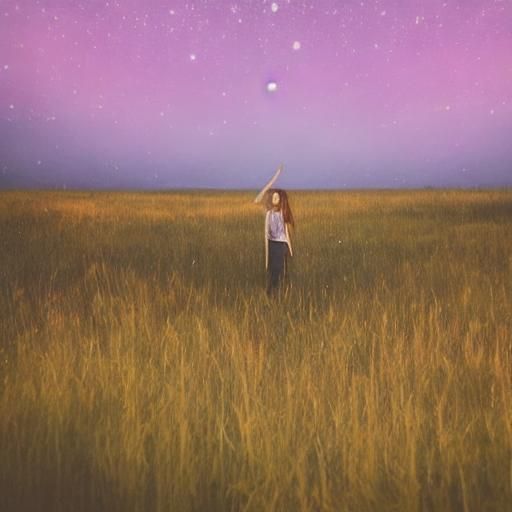 Woman Bathed in Light as Stars Collide