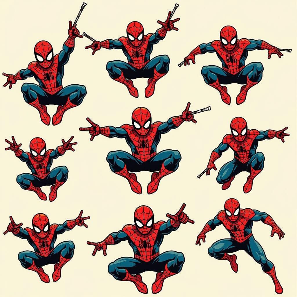 Spiderman Tattoo Sheet in Comic Book Style