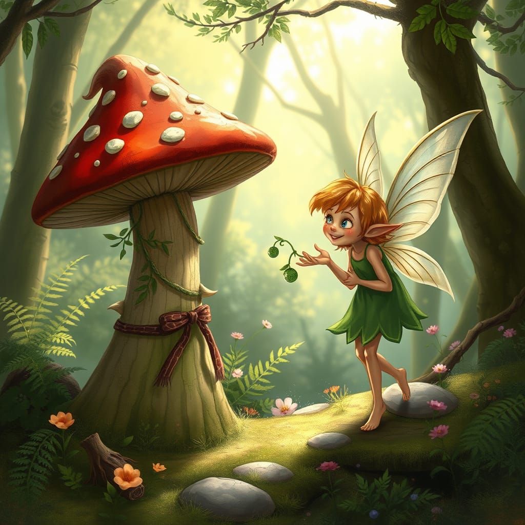 Pixie in Whimsical Forest Conversation