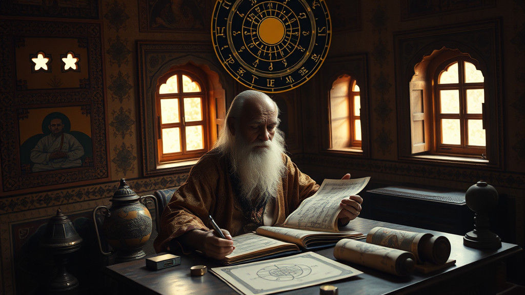 Ancient Indian Astrologer in Cinematic Study