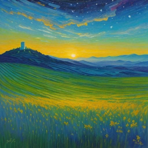 Impasto Sky at Dusk: Neo-Impressionist Oil Painting