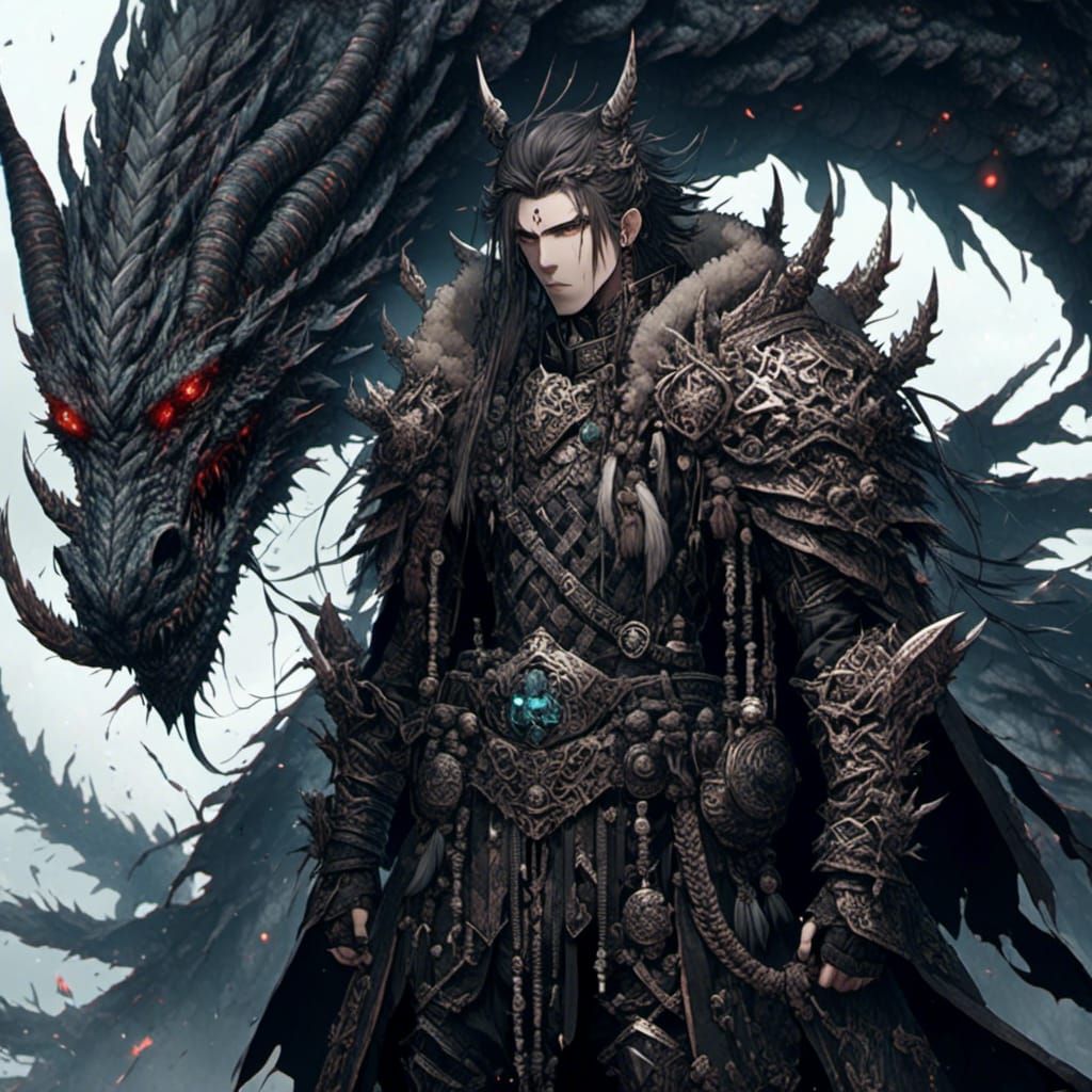 Imposing Tribal Viking with Dragon