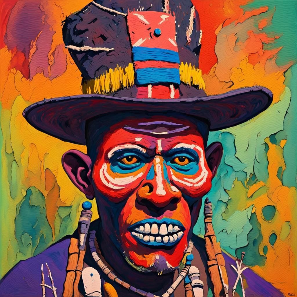 Albinose Voodoo witch doctor, pop art style