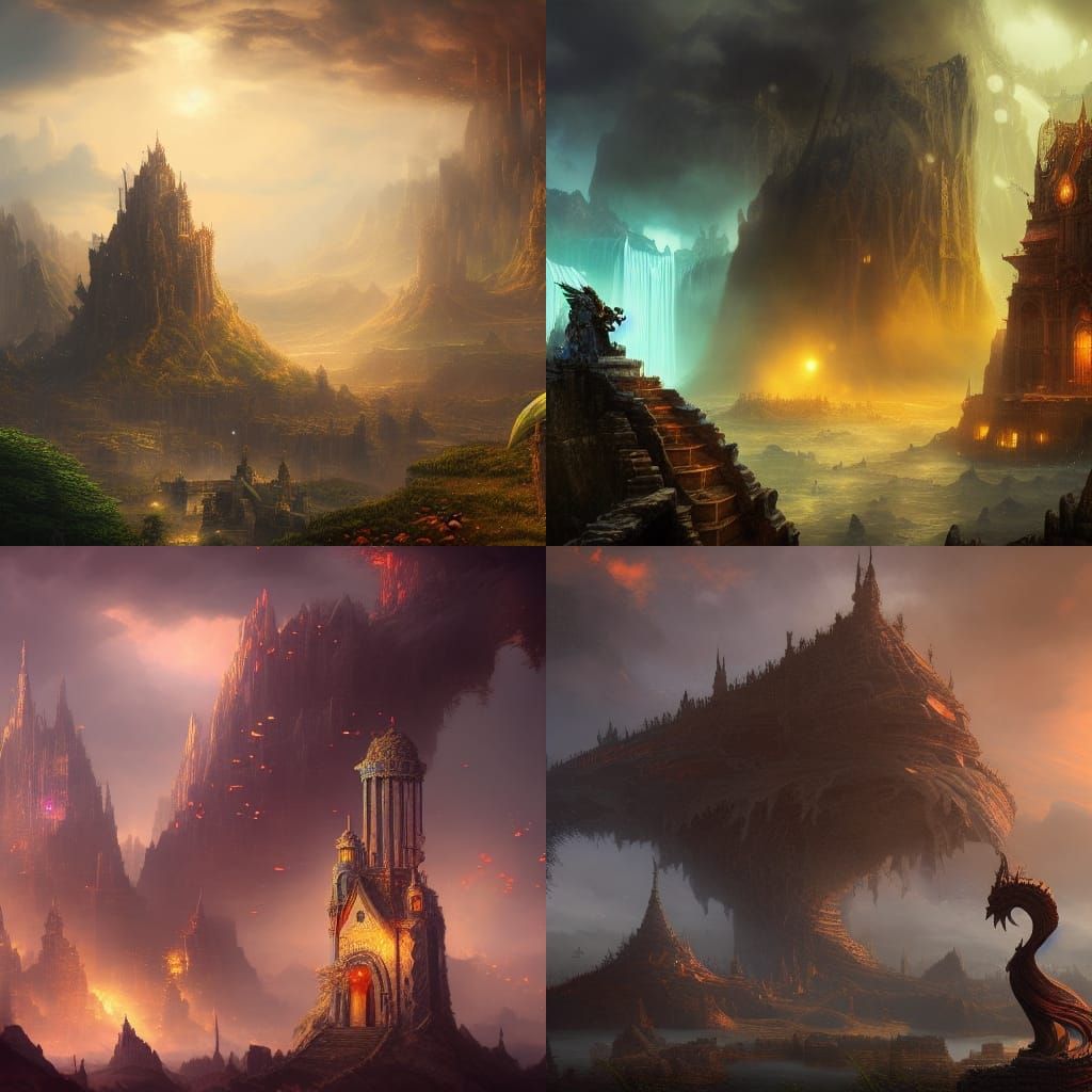 Fantastical Landscape in Anime Style Concept Art